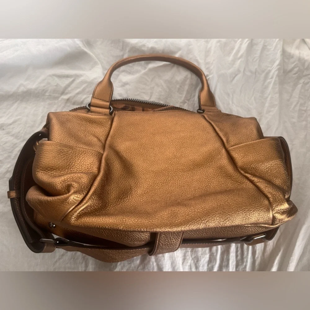 Aimee Kestenberg Metallic Bronze Leather Top Handle Satchel NWOT